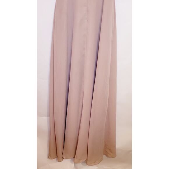 Sorella Vita rose pink spaghetti strap blouson full length chiffon gown Size 12 - Picture 7 of 11